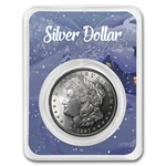 1921 Morgan Silver Dollar BU- w/Happy Holidays Card