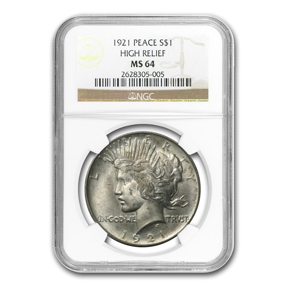 Buy 1921 Peace Dollar MS-64 NGC (Toned) | APMEX