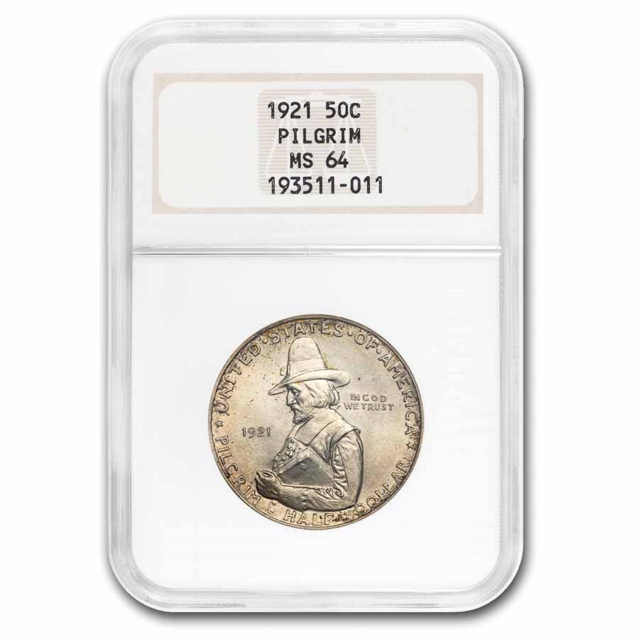 1921 Pilgrim Tercentenary Half Dollar MS-64 NGC (Fatty Holder)