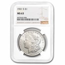 1921-S Morgan Dollar MS-63 NGC