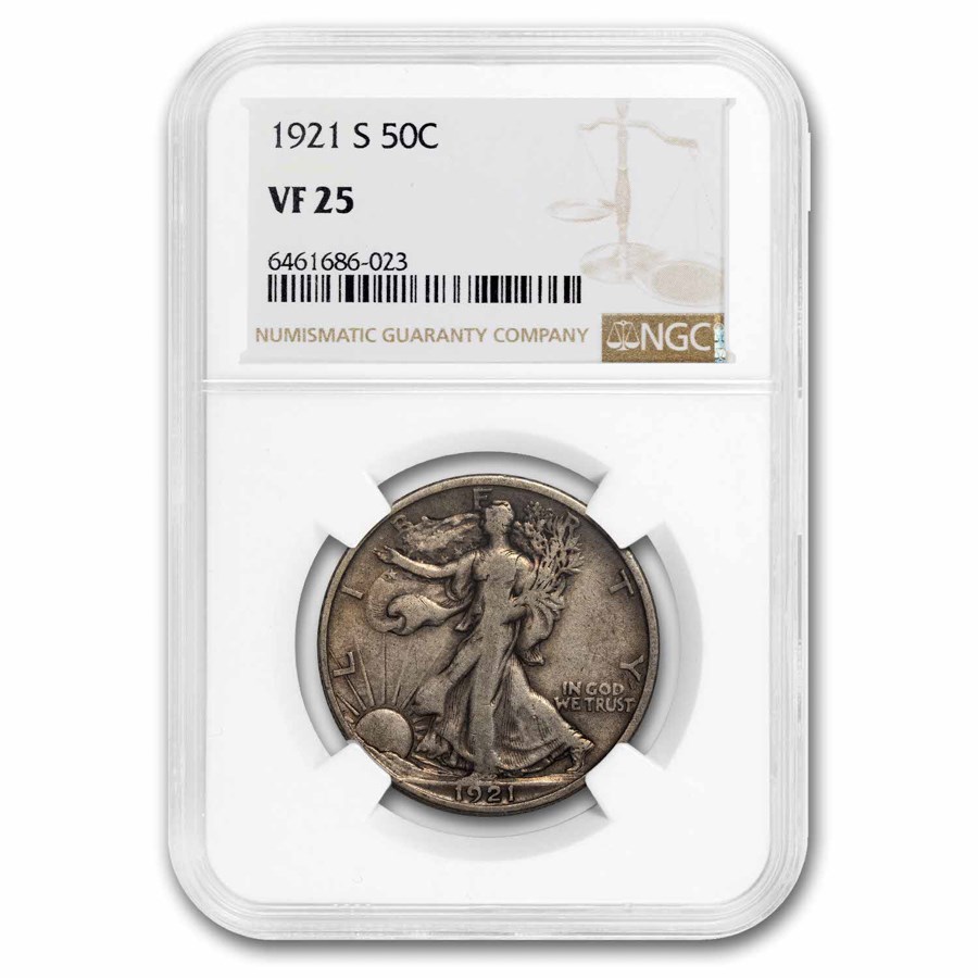 1921-S Walking Liberty Half Dollar VF-25 NGC