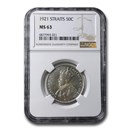 1921 Straits Settlements Silver 50 Cents MS-63 NGC