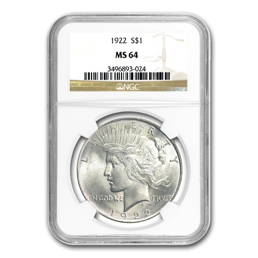 Buy 1922-1925 4-Coin Peace Dollar Set MS-64 NGC | APMEX