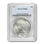 1922-1935 Peace Dollars MS-63 PCGS