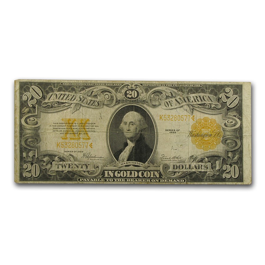 Buy 1922 $20 Gold Certificate VG FR#1187 APMEX