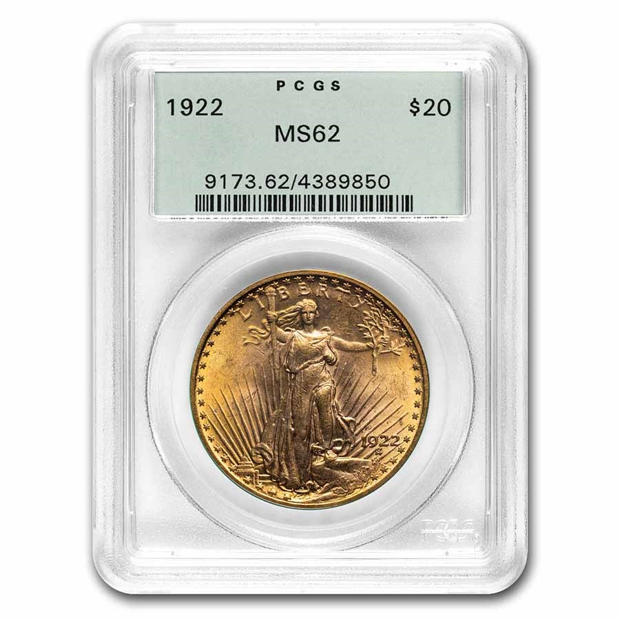 Buy 1922 $20 Saint-Gaudens Gold Double Eagle MS-62 PCGS (OGH) | APMEX