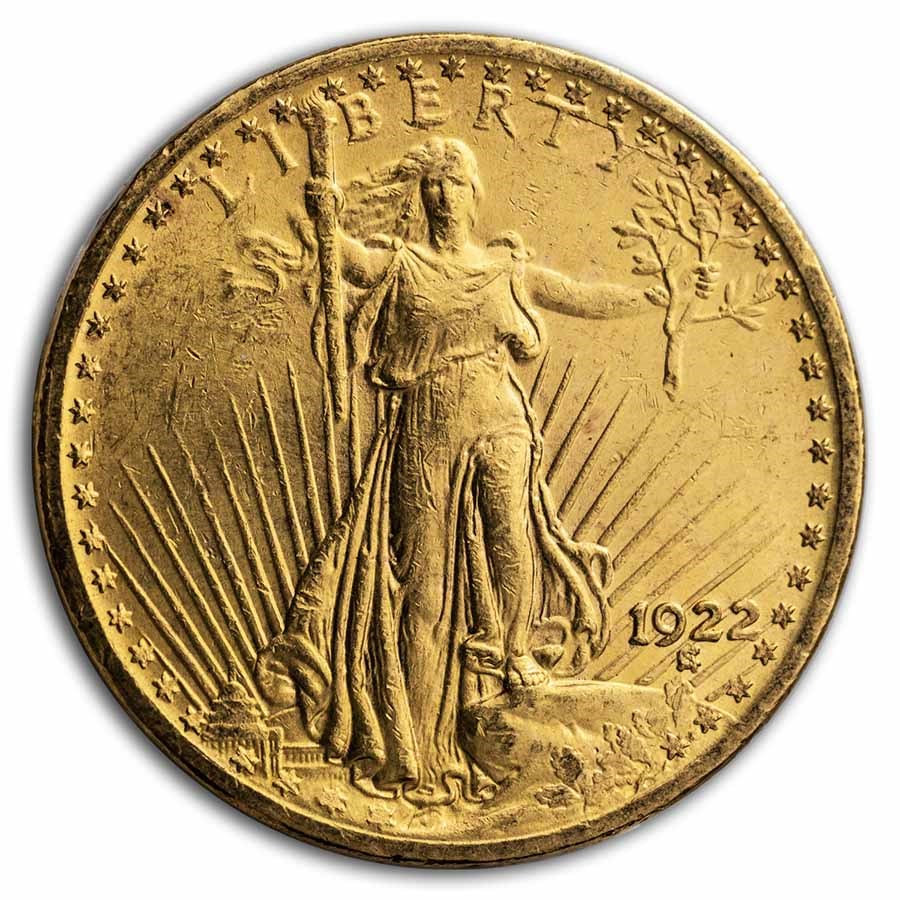 1922 $20 St Gaudens Gold Double Eagle AU