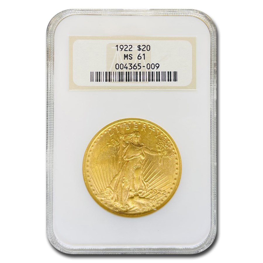 1922 $20 St Gaudens Gold Double Eagle MS-61 NGC