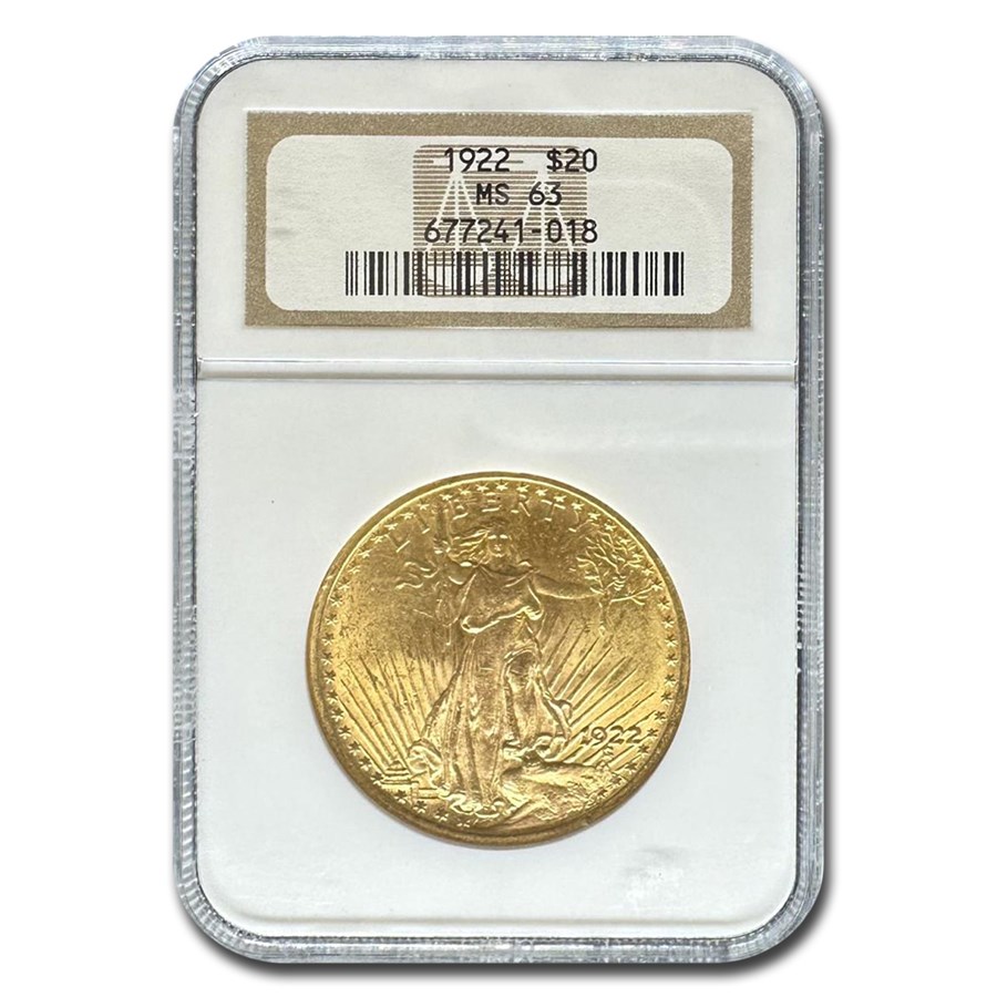 1922 $20 St Gaudens Gold Double Eagle MS-63 NGC