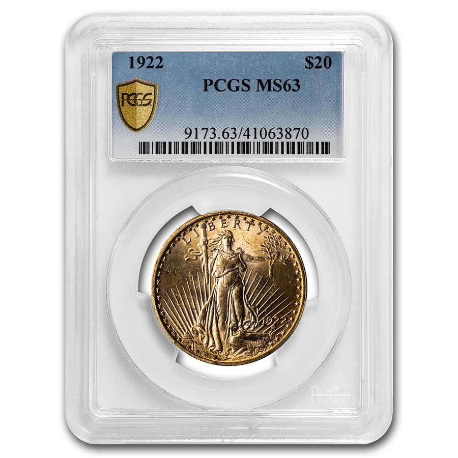 1922 $20 St Gaudens Gold Double Eagle MS-63 PCGS