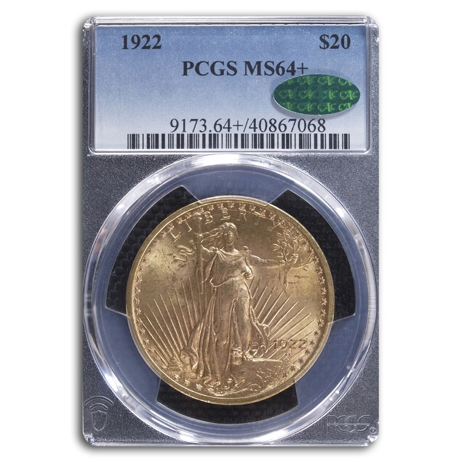 1922 $20 St Gaudens Gold Double Eagle MS-64+ PCGS CAC