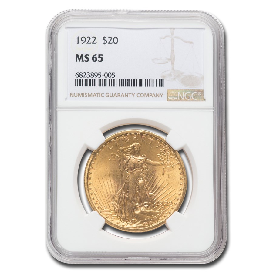 1922 $20 St Gaudens Gold Double Eagle MS-65 NGC