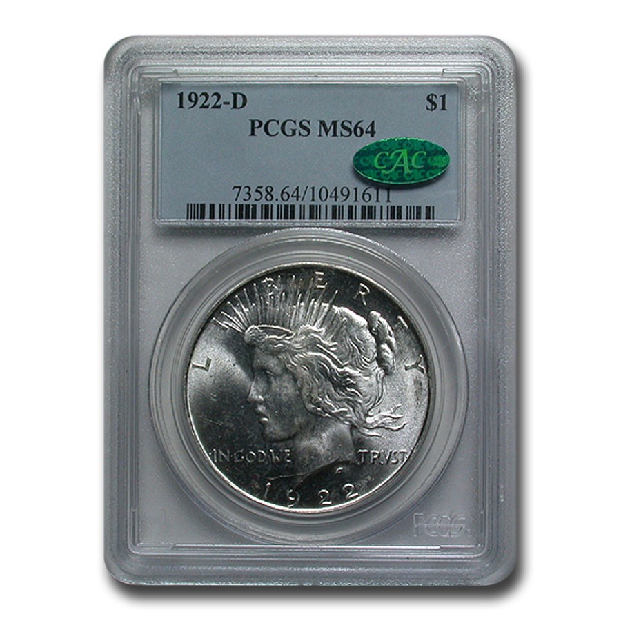 1922-D Peace Dollar MS-64 PCGS CAC