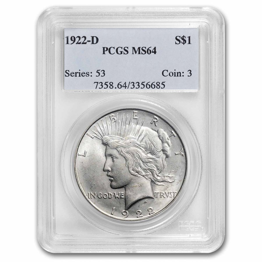 1922-D Peace Dollar MS-64 PCGS