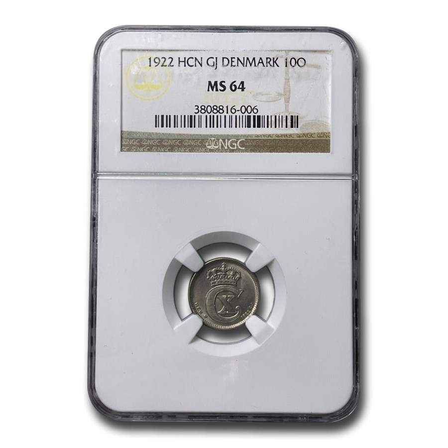 1922 Denmark 10 Ore MS-64 NGC