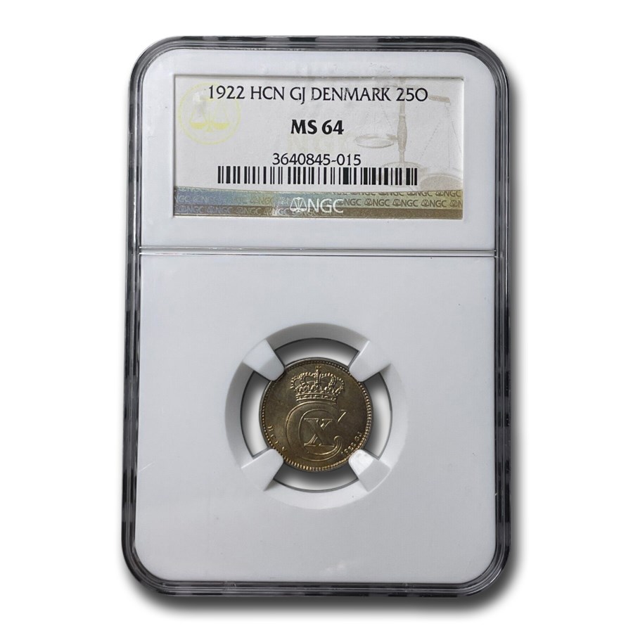 1922 Denmark 25 Ore MS-64 NGC