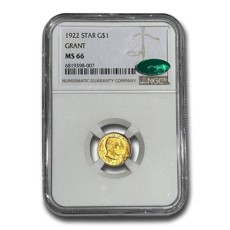 1922 Gold $1.00 Grant w/Star MS-66 NGC Gold CAC