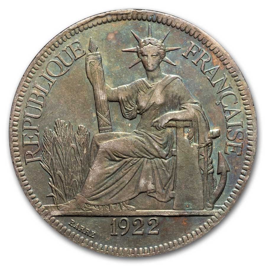 1922-H French Indo-China Silver Piastre AU