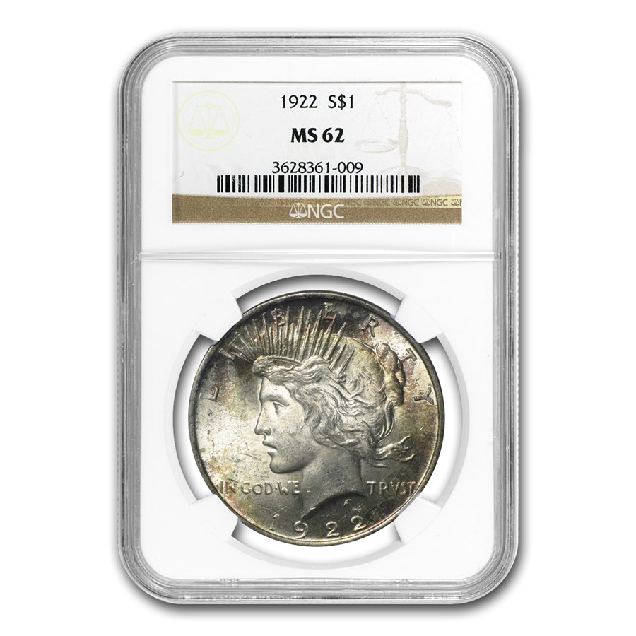 Buy 1922 Peace Dollar MS-62 NGC (Toned Obverse) | APMEX