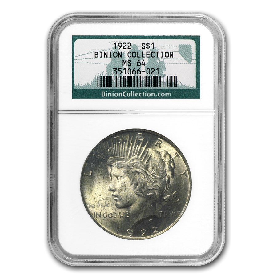 Buy 1922 Peace Dollar MS-64 NGC (Binion Collection) | APMEX