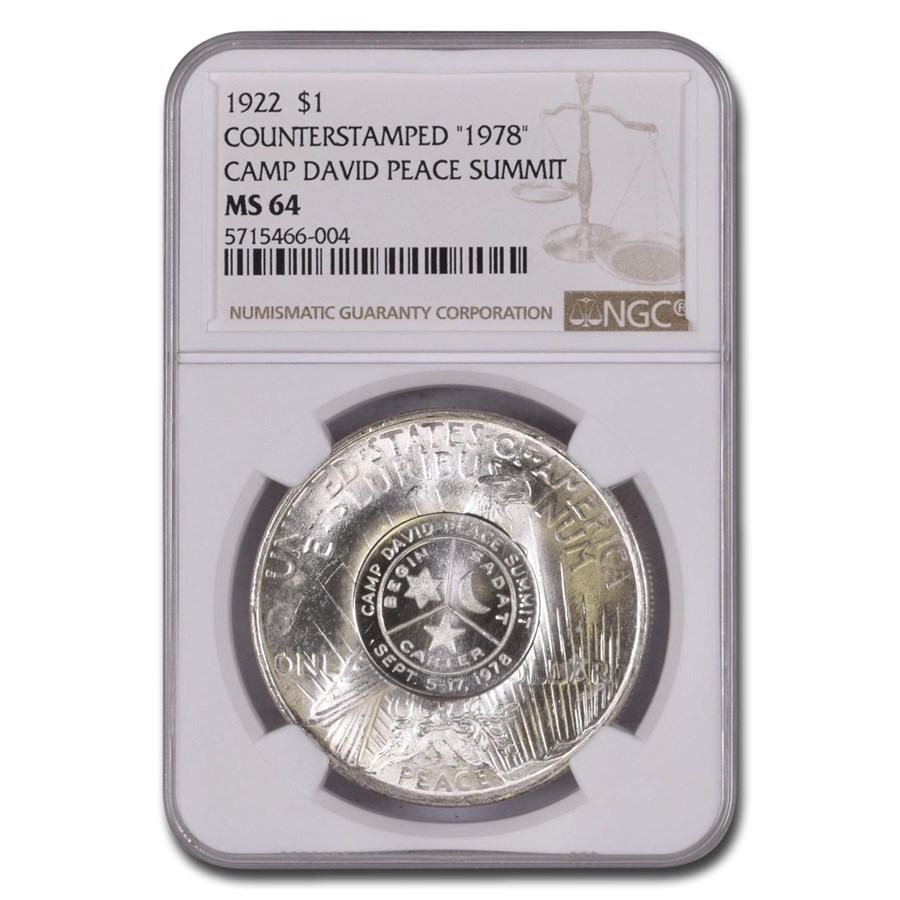 1922 Peace Dollar MS-64 NGC (Counterstamped 1978 Camp David)