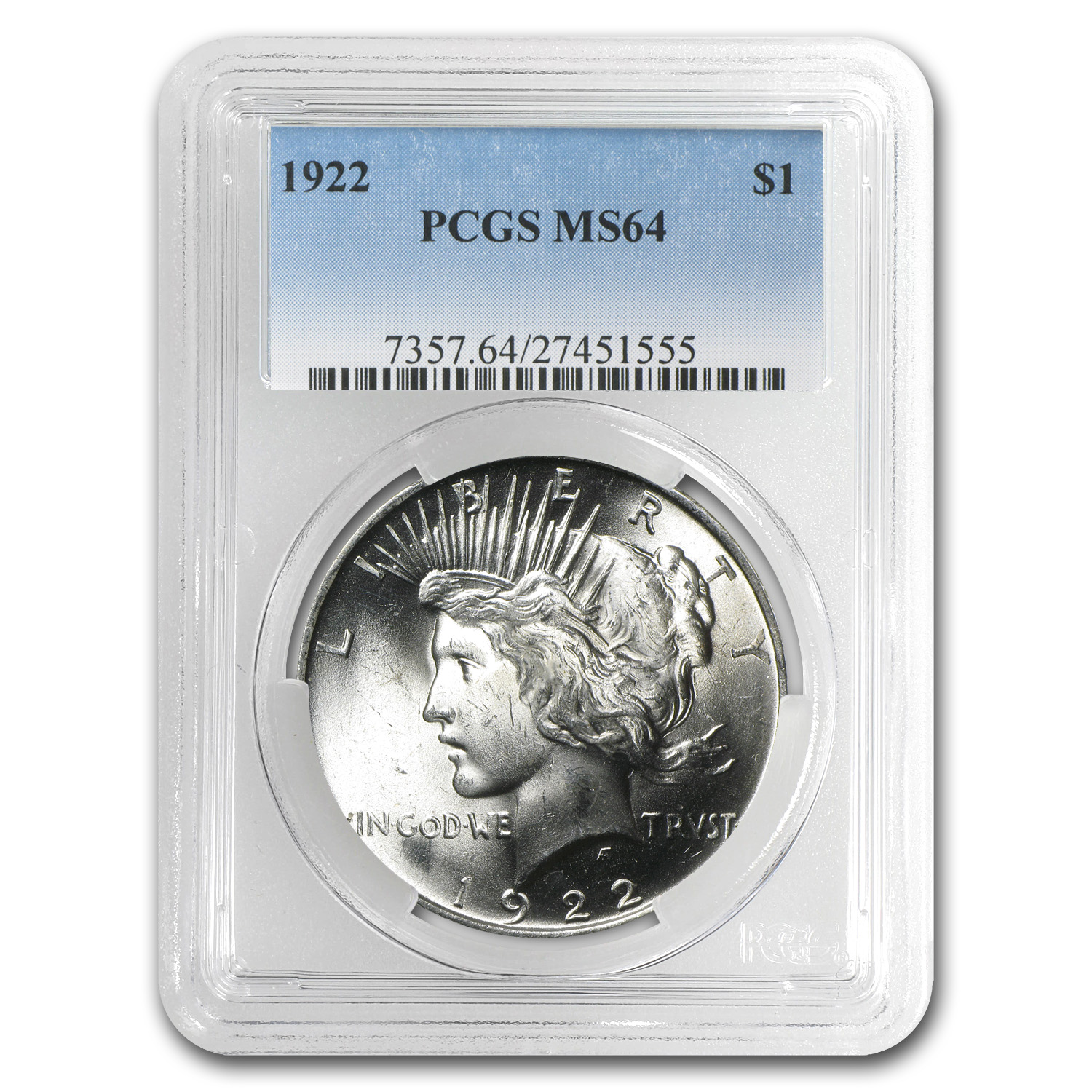 1922 Peace Dollar MS-64 PCGS