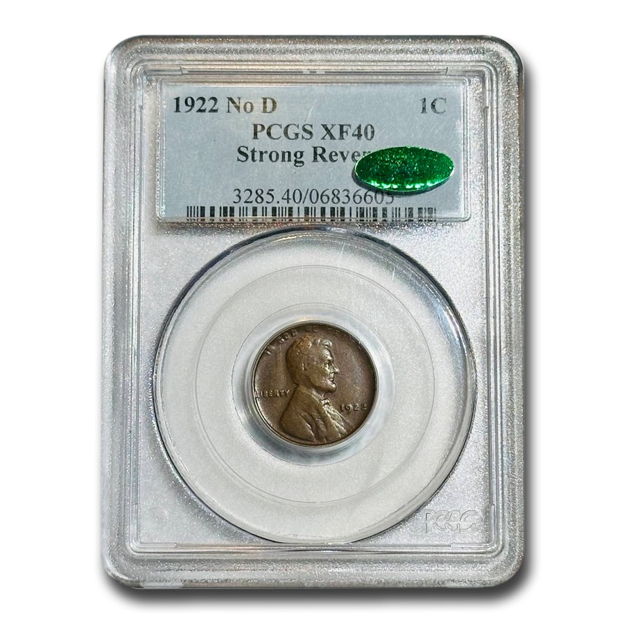 1922 Plain Lincoln Cent XF-40 PCGS CAC (Strong Reverse)