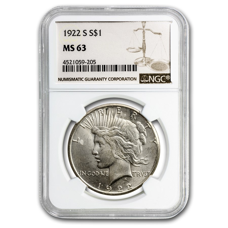 1922-S Peace Dollar MS-63 NGC