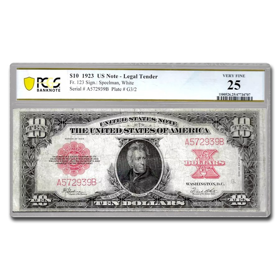 1923 $10 U.S. Note Red Seal VF-25 PCGS (Fr#123) Poker Chip