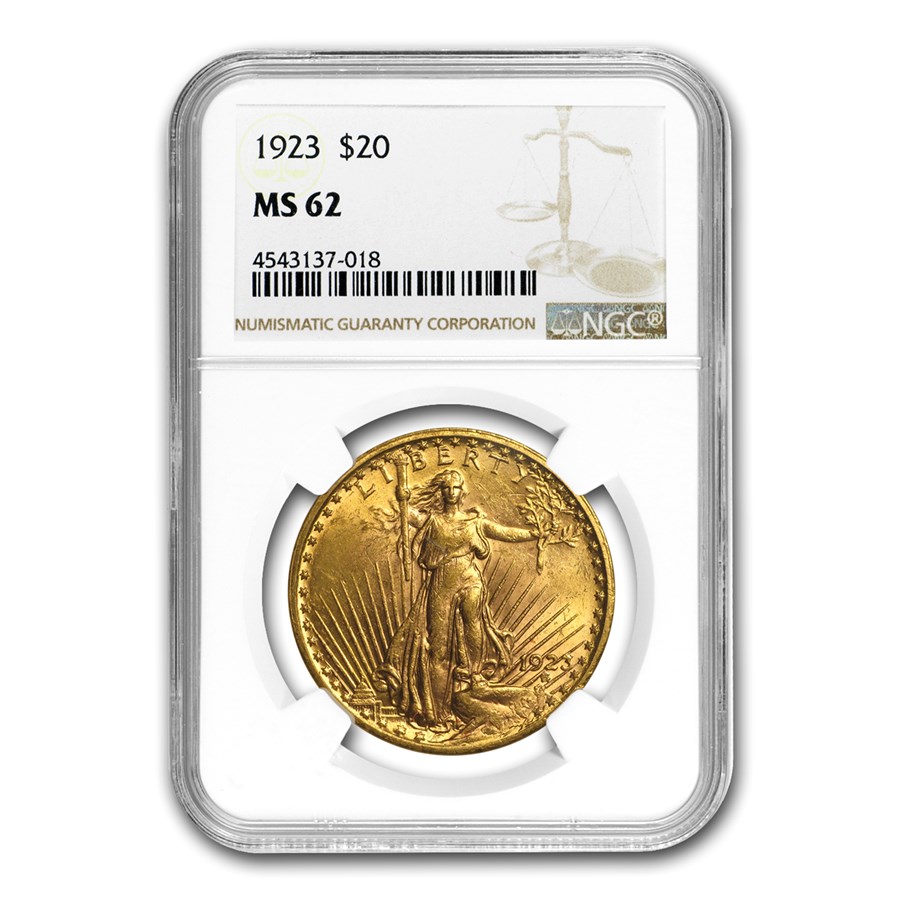 1923 $20 St Gaudens Gold Double Eagle MS-62 NGC