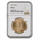 1923 $20 St Gaudens Gold Double Eagle MS-63 NGC