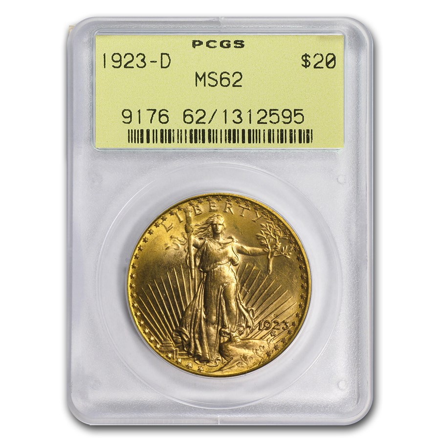 1923-D $20 St Gaudens Gold Double Eagle MS-62 PCGS