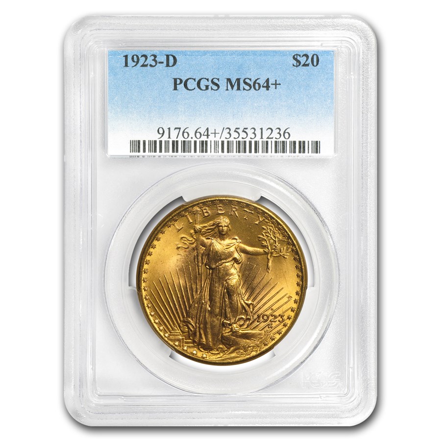 Buy 1923-D $20 St Gaudens Gold Double Eagle MS-64+ PCGS | APMEX