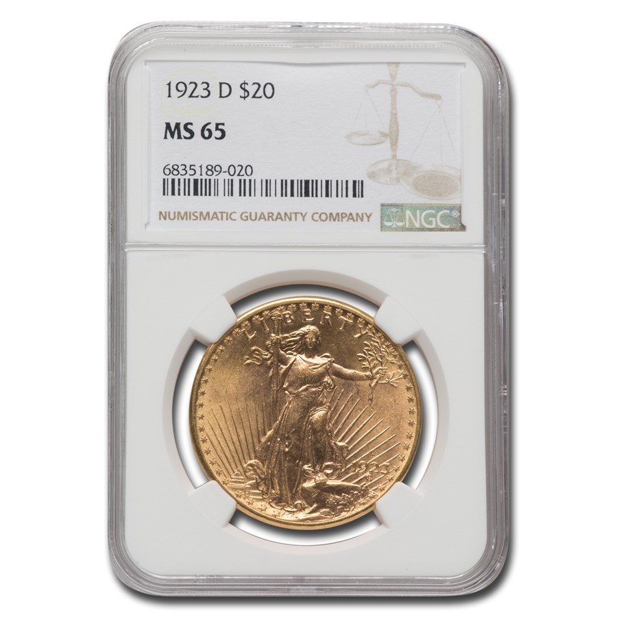 1923-D $20 St Gaudens Gold Double Eagle MS-65 NGC