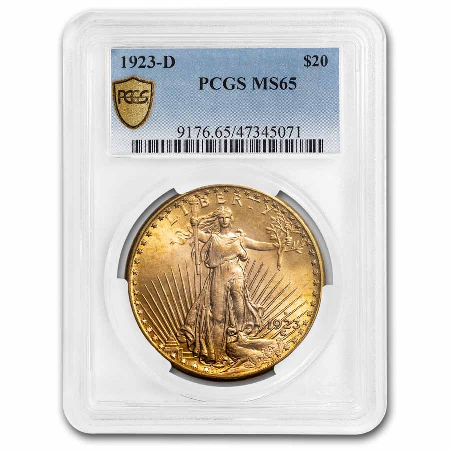 1923-D $20 St Gaudens Gold Double Eagle MS-65 PCGS