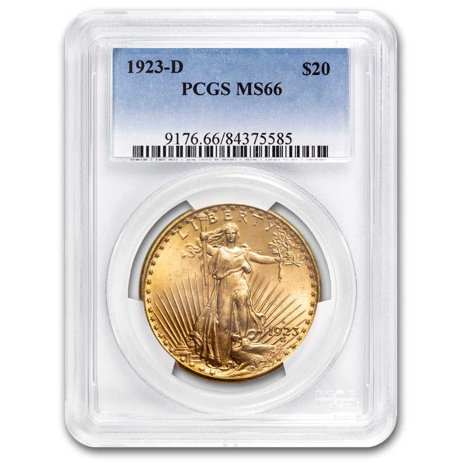 1923-D $20 St Gaudens Gold Double Eagle MS-66 PCGS