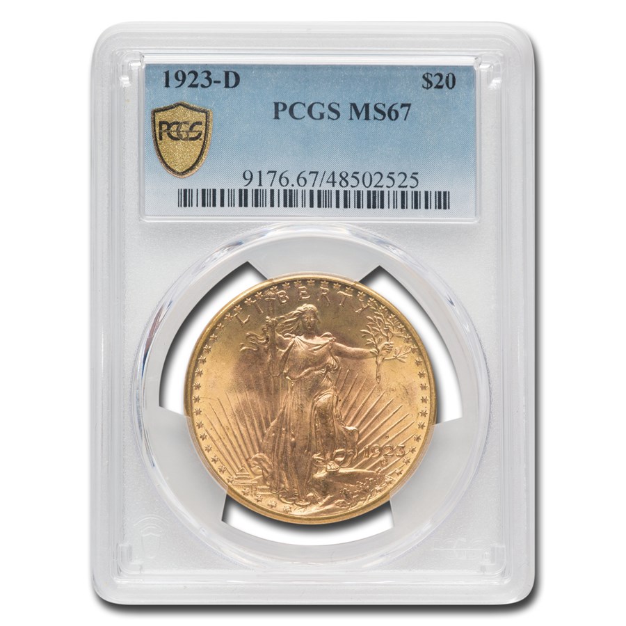 1923-D $20 St Gaudens Gold Double Eagle MS-67 PCGS