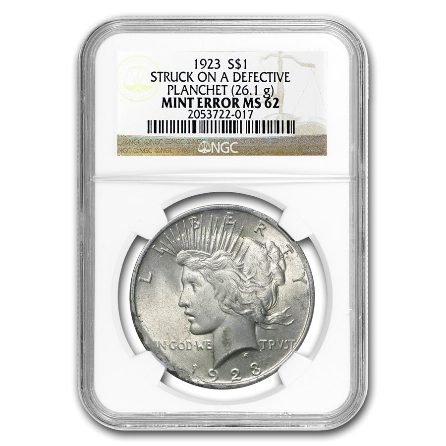 Buy 1923 Peace Dollar MS-62 NGC (Defective Planchet Mint Error) | APMEX