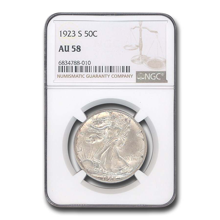 1923-S Walking Liberty Half Dollar AU-58 NGC