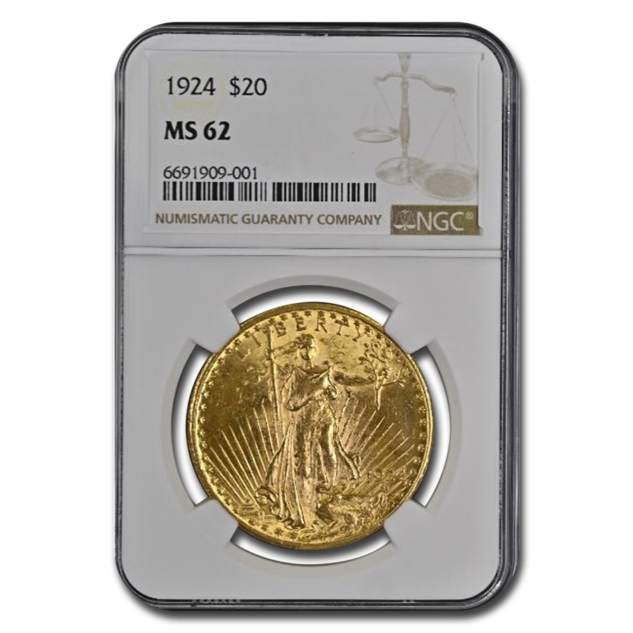 1924 $20 St Gaudens Gold Double Eagle MS-62 NGC