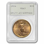 1924 $20 St Gaudens Gold Double Eagle MS-63 PCGS (Rattler)