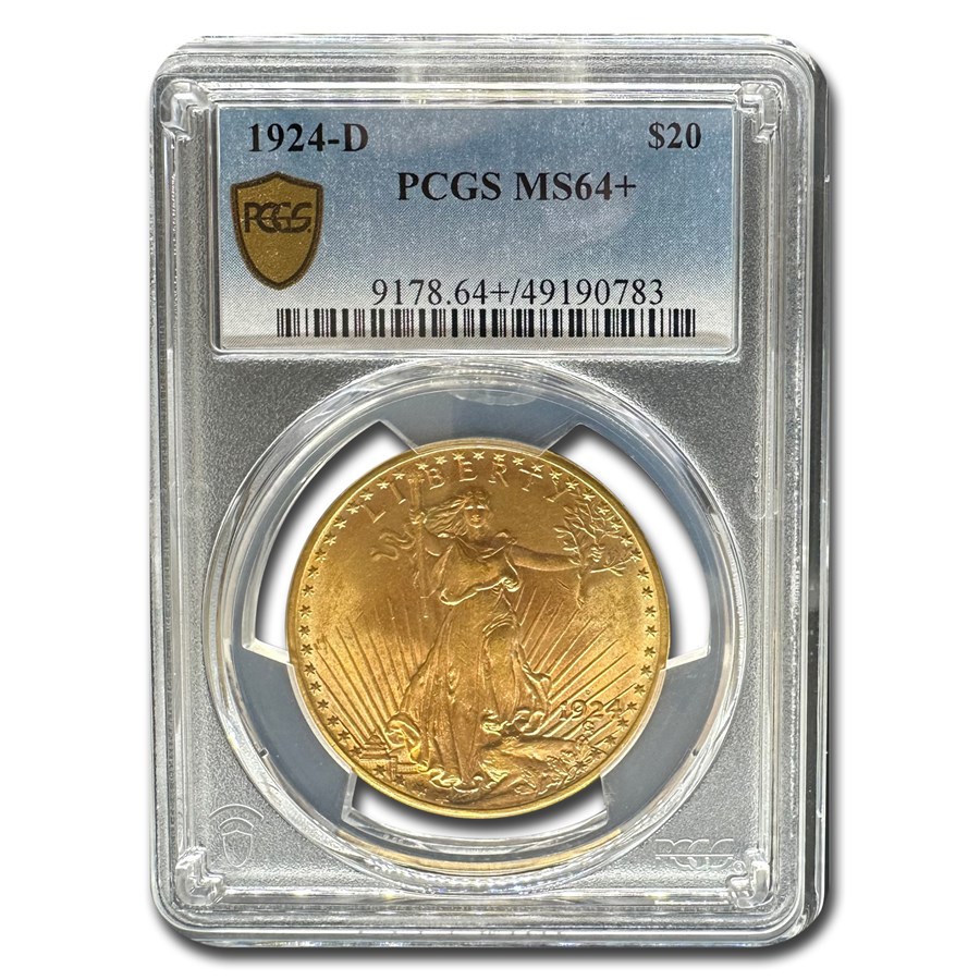 1924-D $20 Saint-Gaudens Gold Double Eagle MS-64+ PCGS