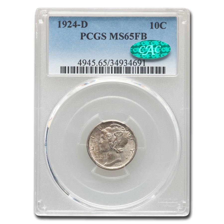 Buy 1924-D Mercury Dime MS-65 PCGS CAC (FB) | APMEX