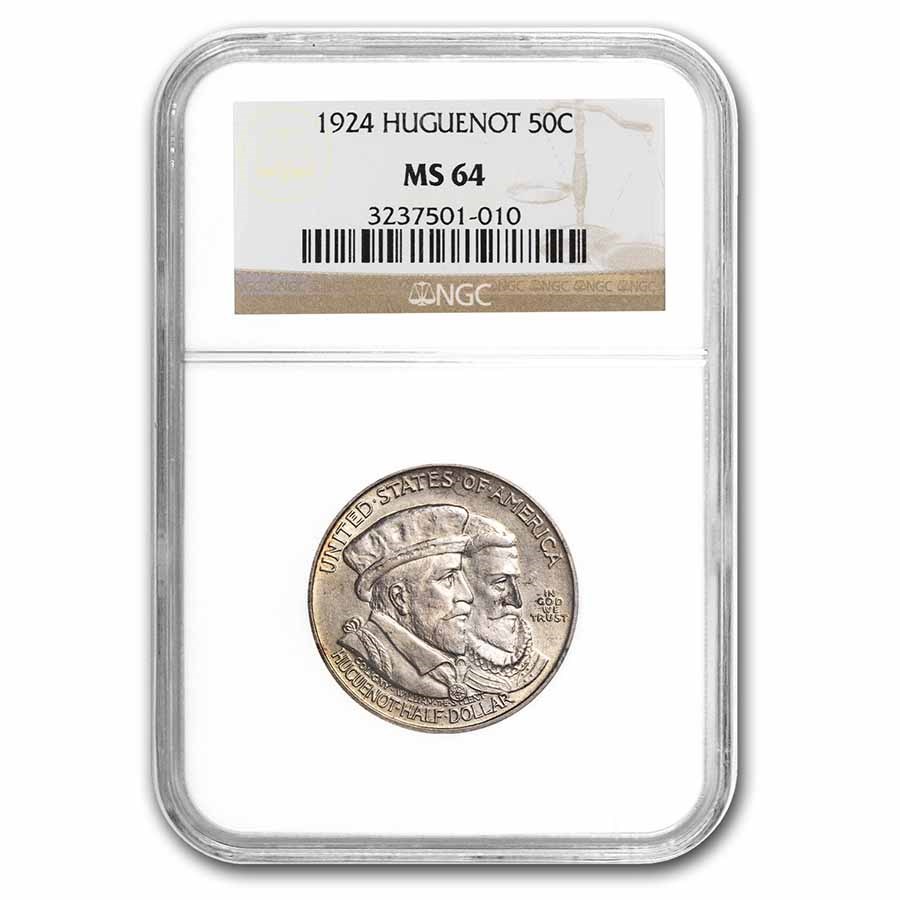 1924 Huguenot Half Dollar Commem MS-64 NGC