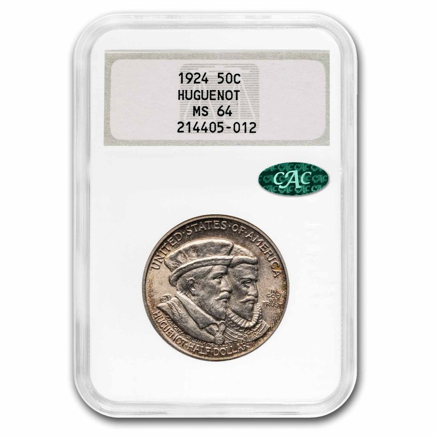 1924 Huguenot Half Dollar MS-64 NGC CAC (Fatty Holder)