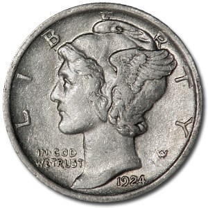 1924 Mercury Dime AU