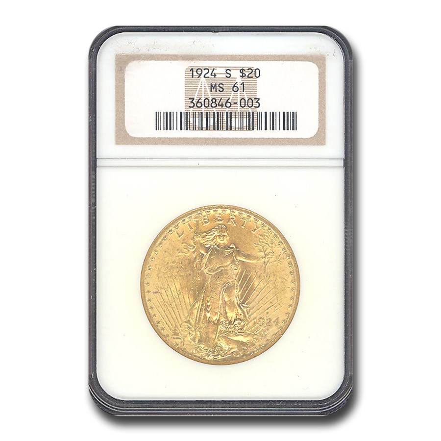 1924-S $20 St Gaudens Gold Double Eagle MS-61 NGC