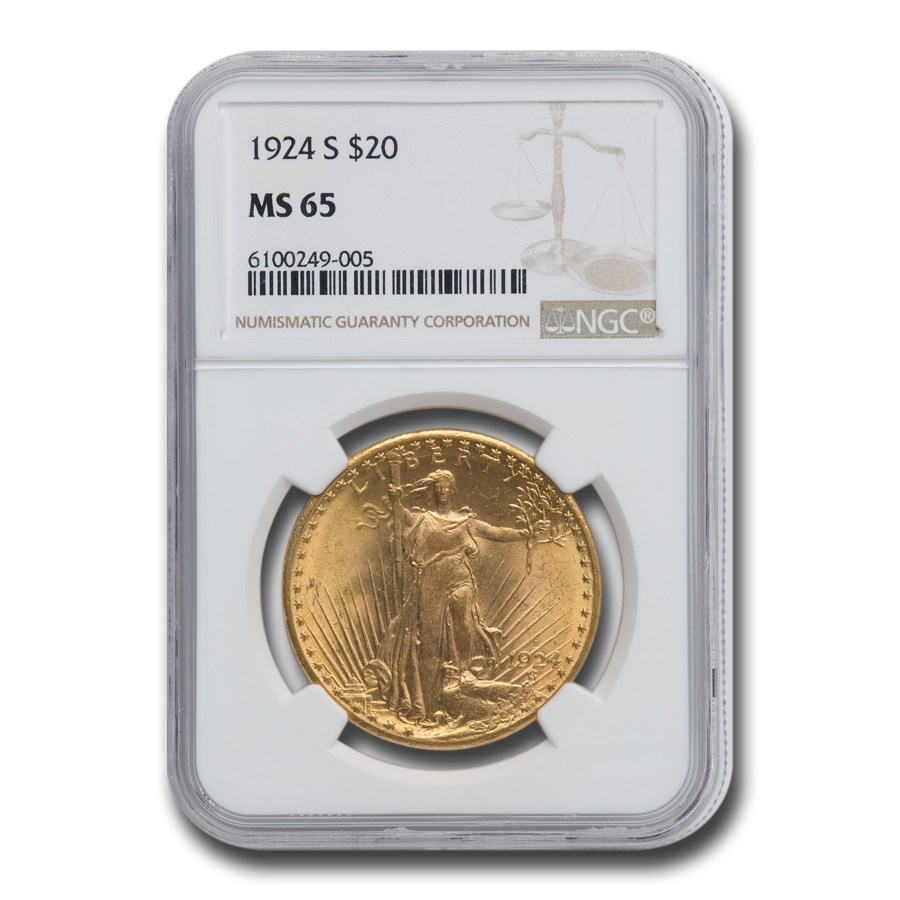 1924-S $20 St Gaudens Gold Double Eagle MS-65 NGC