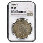 1924-S Peace Dollar MS-62 NGC