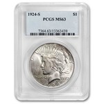 1924-S Peace Dollar MS-63 PCGS